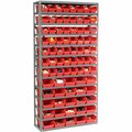 Global Industrial Steel Shelving, Total 81 4inH Plastic Shelf Bins Red, 36x12x72-13 Shelves 603442RD